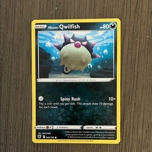 Pokemon Hisuian Qwilfish Card - Yellow and Blue